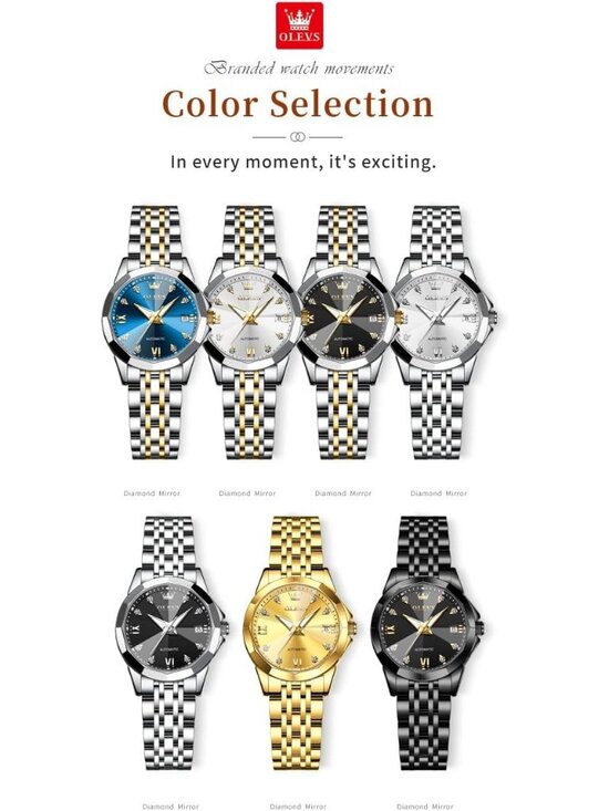 Women\'s Gold Silver Automatic Luxury Ceramic Strap Self Winding Wrist Watch